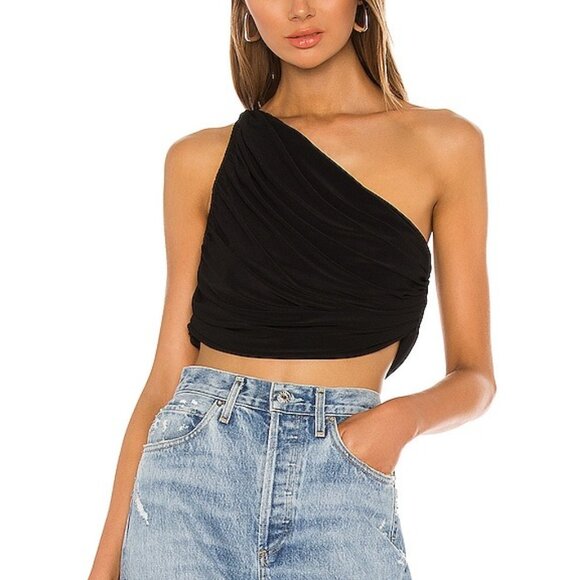 Norma Kamali Diana One Shoulder Draped Ruched Crop Top Womens XS Cocktail - Picture 5 of 11